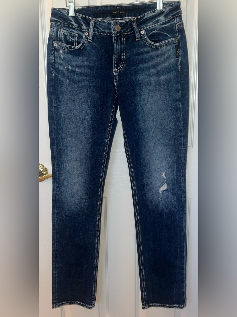Silver Suki Mid Straight Leg Jeans Women's 30x31 Blue Stretch Denim Pants